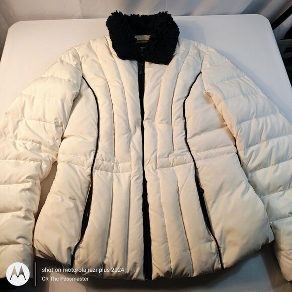 Women's Anne Taylor LOFT Down Puffer Jacket White Size 4 - Picture 4 of 8